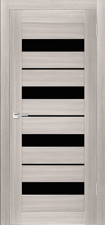 Фото Межкомнатная дверь Легенда X-5 тон Белая лиственница Остекление Лакобель черное